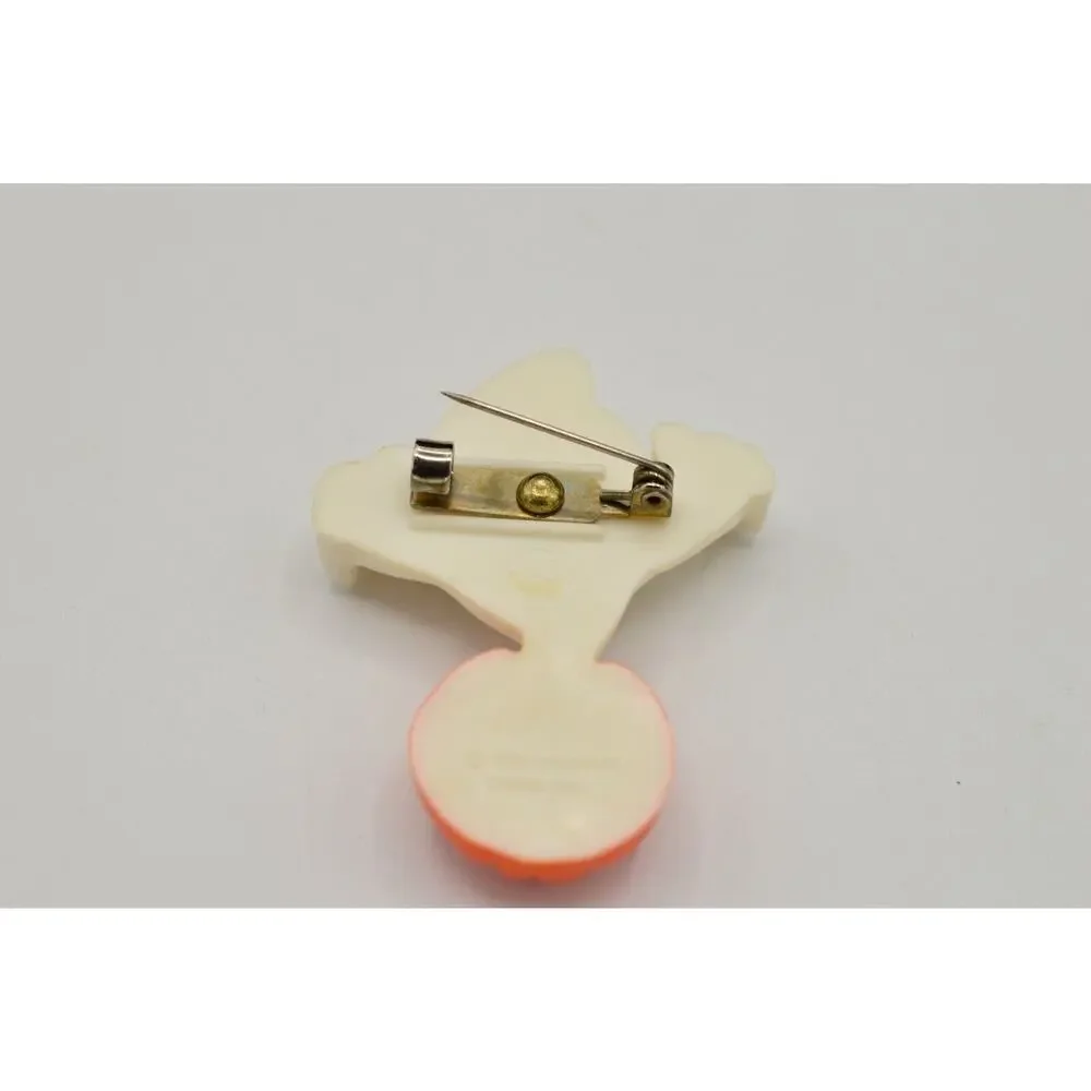 Hallmark Pin Brooch Halloween Ghost Pumpkin Googly Eyes Vintage Signed 1984 BinV